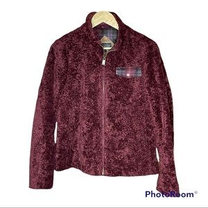 Woman’s Pendleton burgundy teddy fleece cozy full zip jacket
